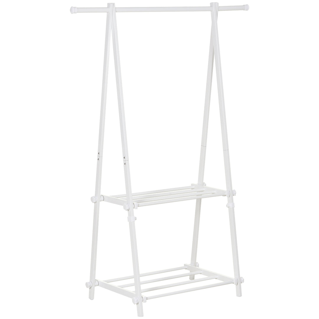 MCL Minimalist Foldable Adjustable Clothes Rack Hanger w/ 2 shelves 107.5L x 45W x 150H cm Hallway Entryway Furniture - White