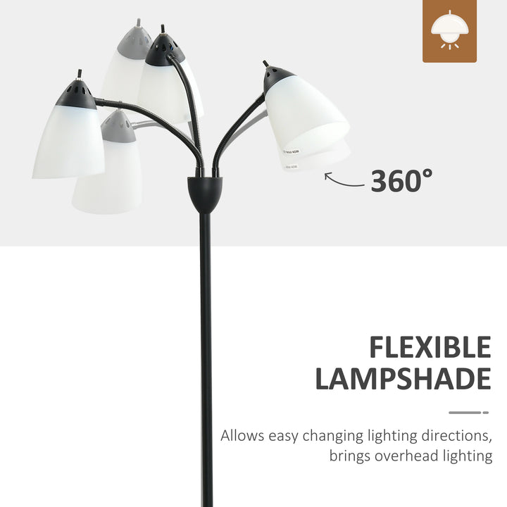 Arc Tree Floor Lamp with 3 Adjustable Rotating Lights, Industrial Standing Lamp with Steel Frame for Bedroom Living Room, 155cm, Black