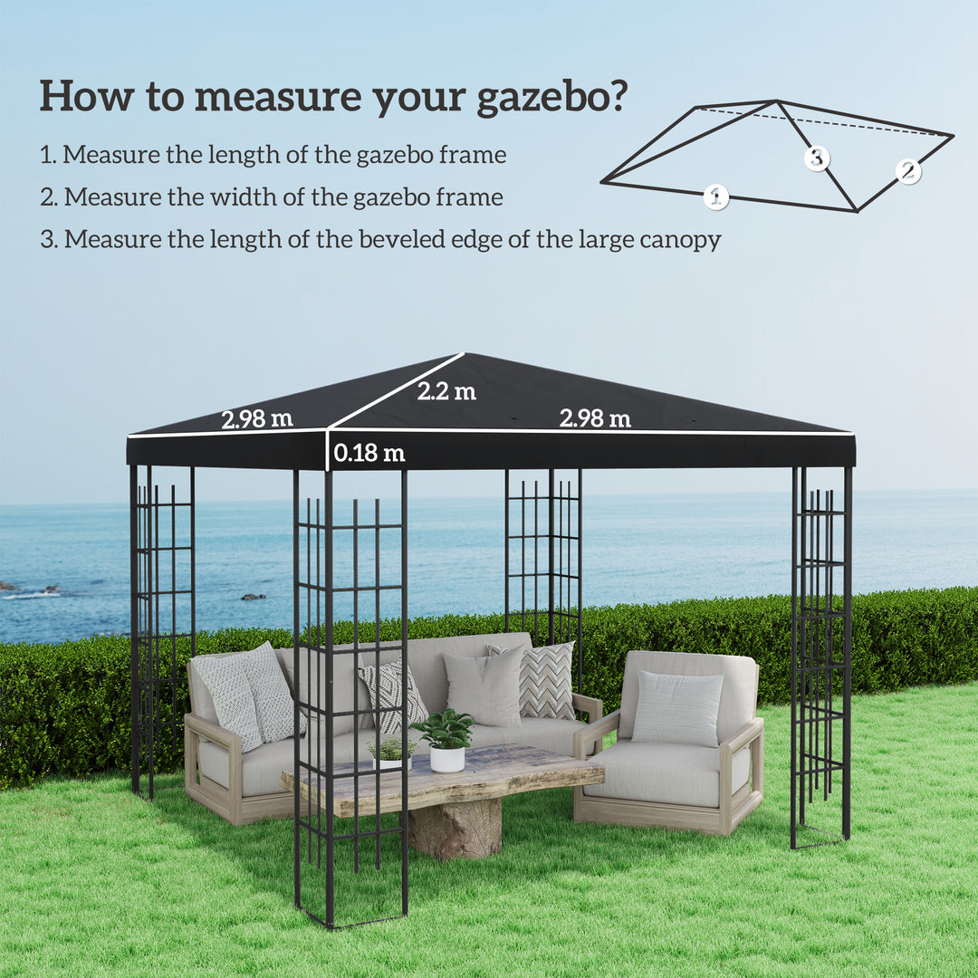 3 x 3(m) Gazebo Frame Replacement - Black
