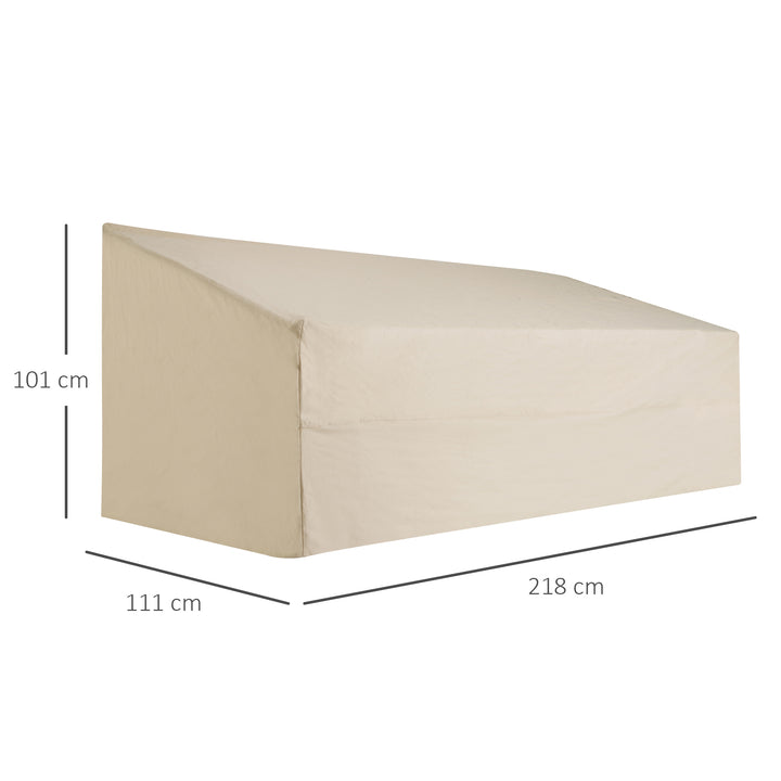 600D Oxford Cloth Garden Furniture Cover Waterproof, 3 Seater Sofa Protector for Patio, Outdoor, Beige, 218 x 111 x 63-101 cm