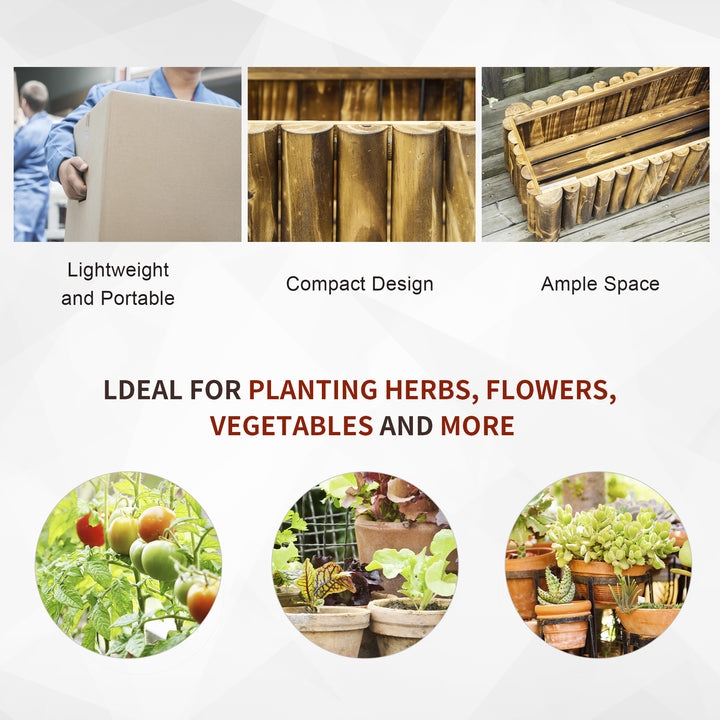 52L Raised Flower Bed Wooden Rectangular Planter Container Box Herb Pot Flower Pot 78L x 35W x 30H (cm)