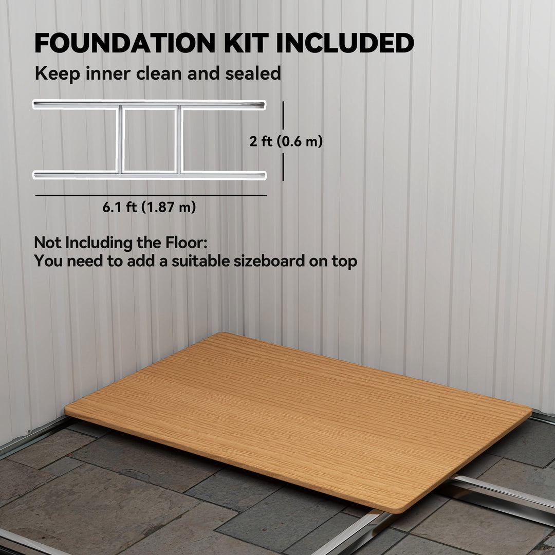 7 x 4ft Outdoor Storage Shed with Foundation Kit, Lean to Metal Garden Shed for Log, Rubbish Bin, Tool, Lawnmower, Bike, Patio and Lawn Use, Black