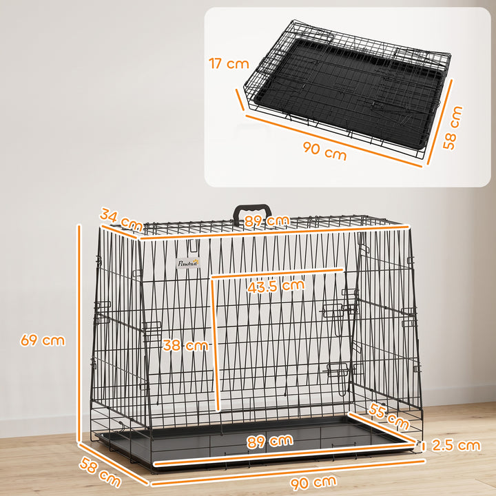 35"(90 cm) Car Dog Crate Medium Large Collapsible Slanted Travel Dog C