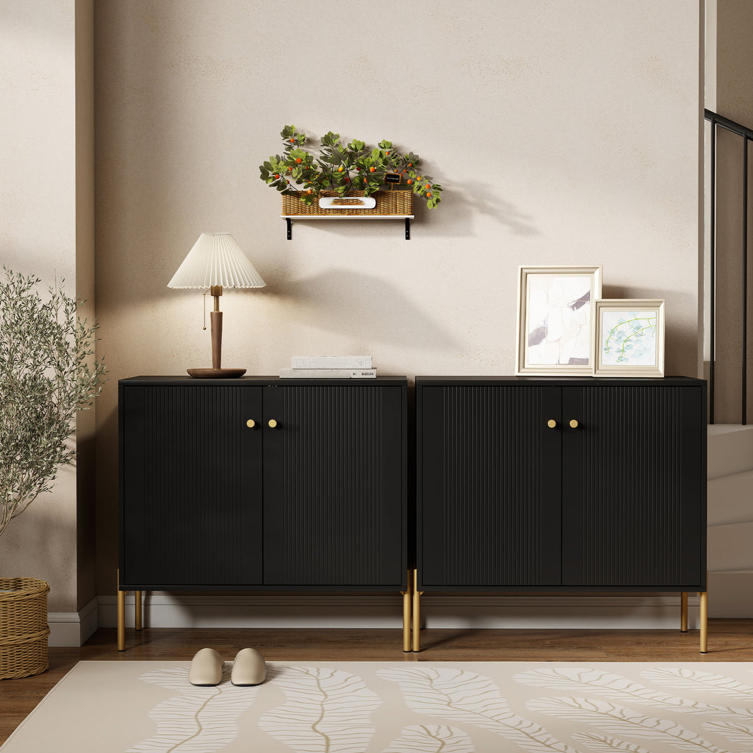 Sideboard Buffet Cabinet, Coffee Bar Cabinet with Fluted Doors and Adj