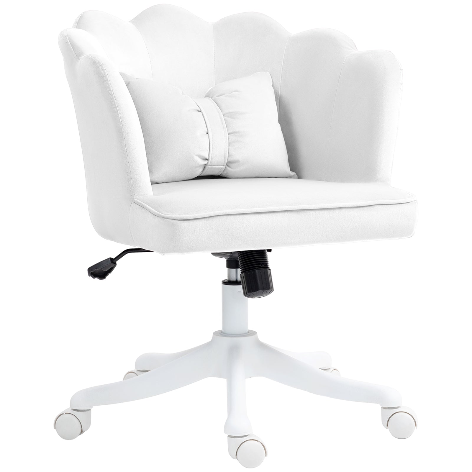 Velvet-Feel Petal Back Office Chair - White