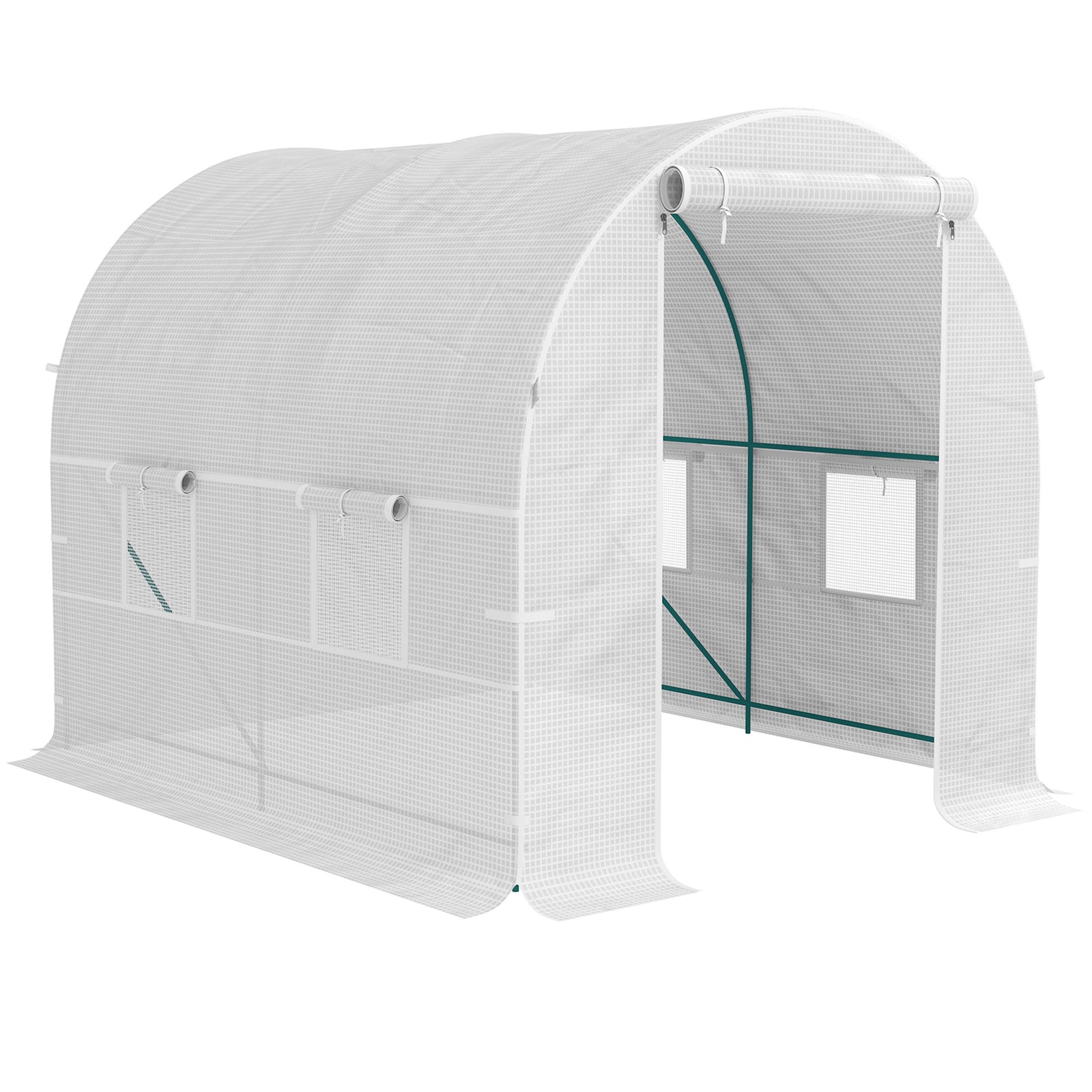 245 x 200cm Polytunnel Greenhouse - White