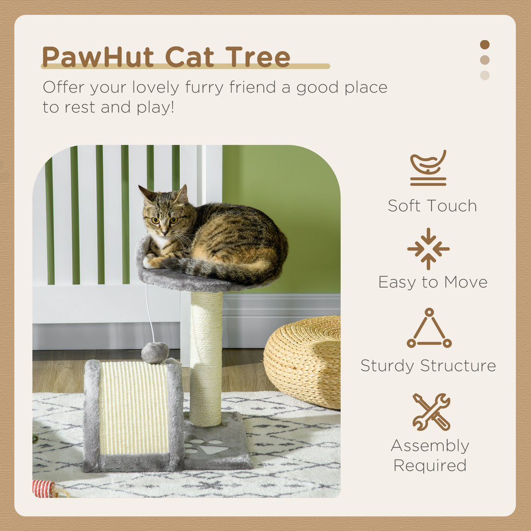 Cat Tree, Kitten Scratcher Activity Centre, with Sisal Scratching Post, Toy Ball - Grey
