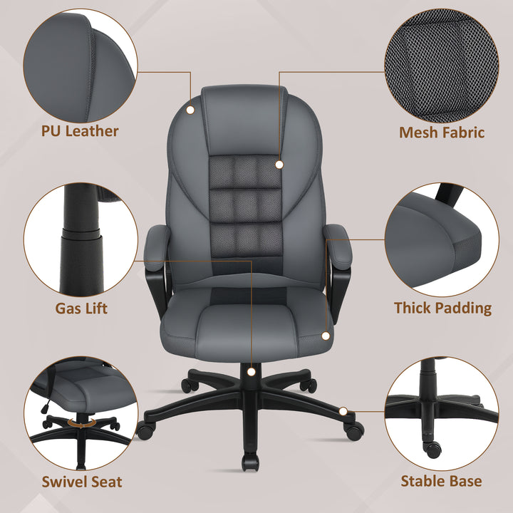 Faux Leather Office Chair - Charcoal Grey