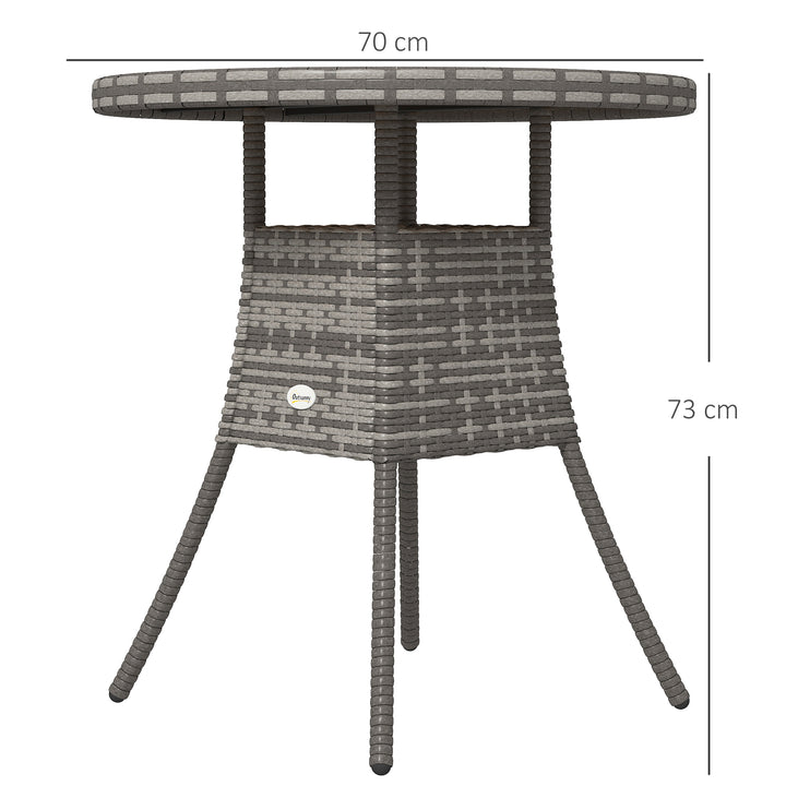 70 cm Wood-Effect Rattan Garden Table - Natural Wood Finish