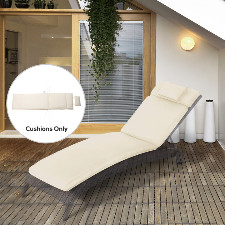 Garden Sun Lounger Cushion Replacement Soft Sunbed Reclining Chair Rel