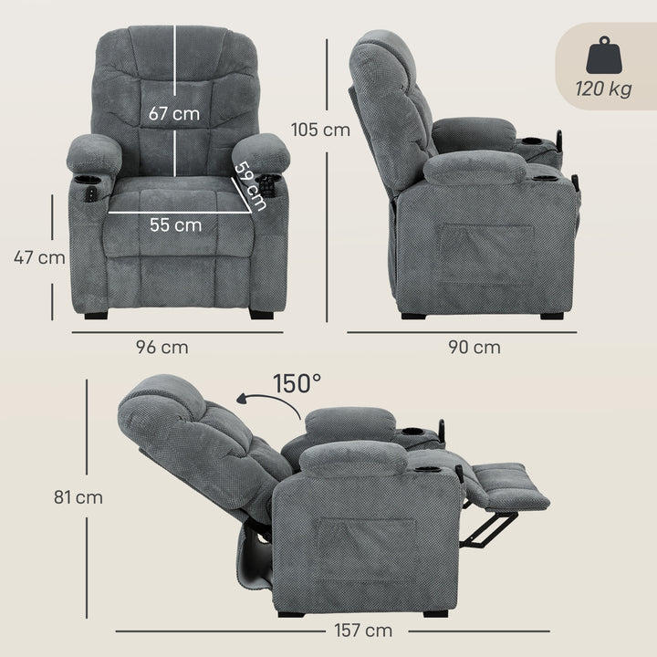 Recliner Armchair with Vibration Massage, Heat, Whisper-Quiet Motor, M