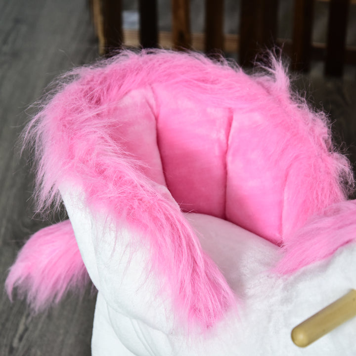 Kids Rocking Horse Unicorn Wooden Plush Ride On Chair Toy with Music 1.5-3 Years
