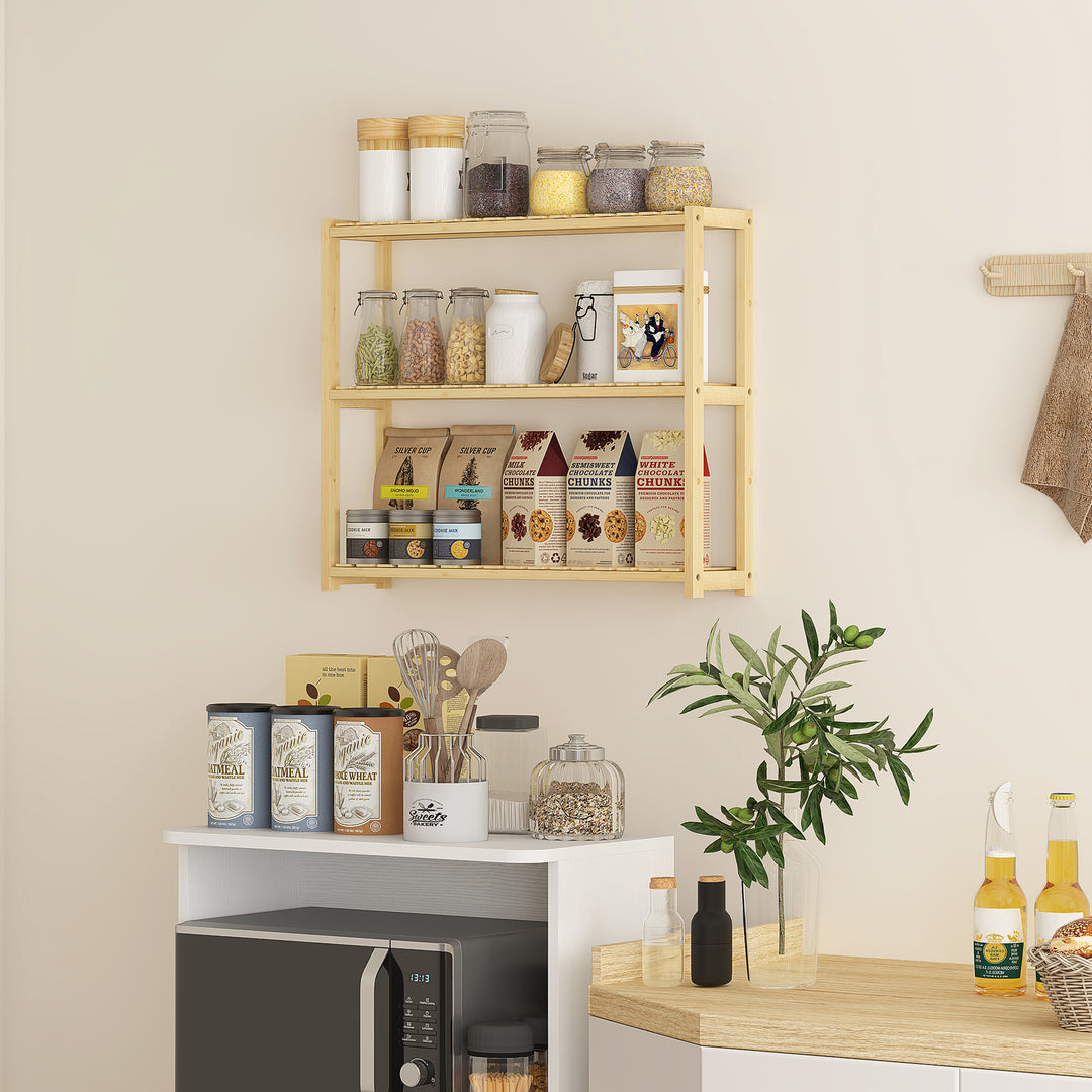 Three-Tier Bamboo Bathroom Rack - Natural Finish