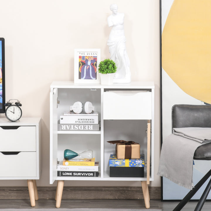 HOMCOM Sideboard Floor Cabinet Storage Cupboard with Drawer for Bedroom, Living Room, Entryway, Brown