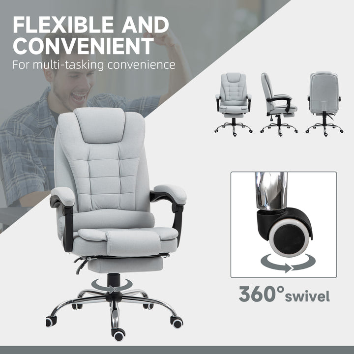 Linen-Look Adjustable Office Chair - Light Grey