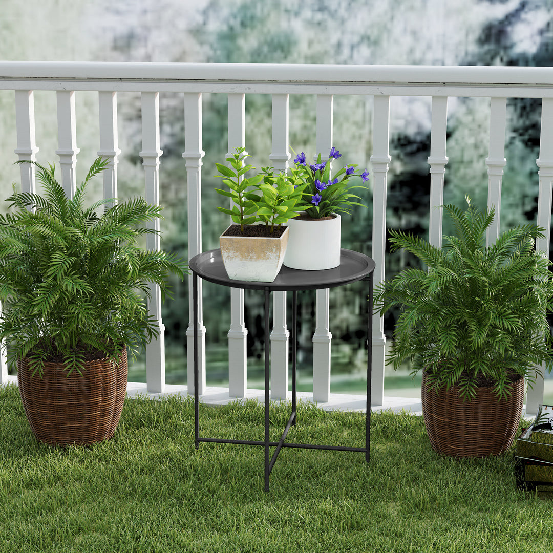 Steel Removable Tray Top Garden Table - Black
