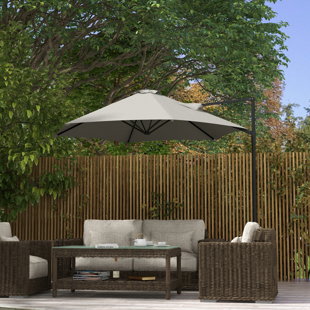 2.5m Rotating Cantilever Parasol - Light Grey