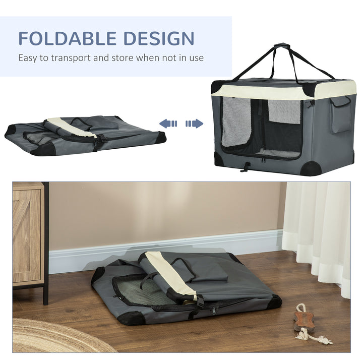 81cm Foldable Pet Carrier, with Cushion, for Medium Dogs and Cats - Grey