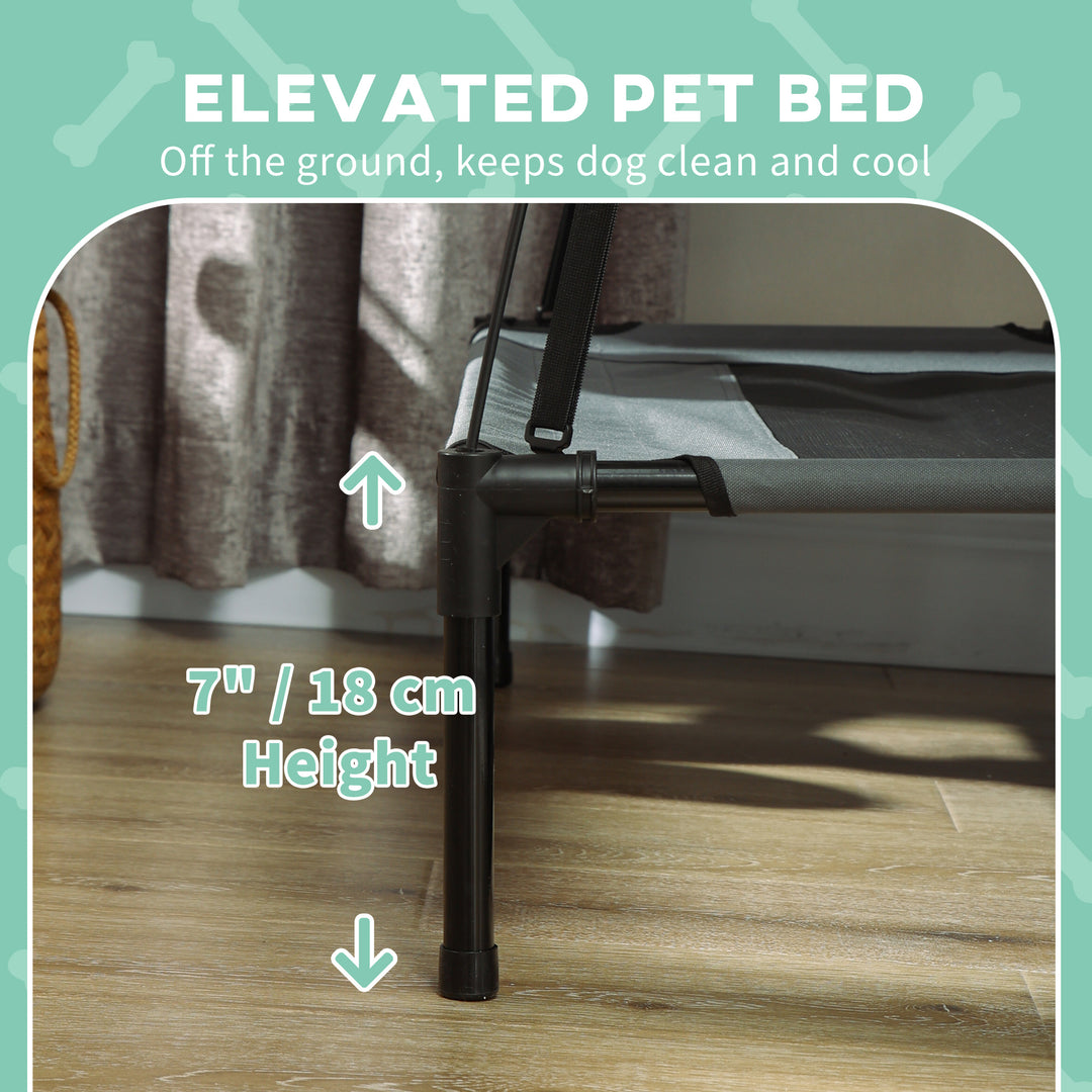 Raised Dog Bed Waterproof Elevated Pet Cot with Breathable Mesh UV Protection Canopy Grey, for Large Dogs, 92 x 76 x 90cm