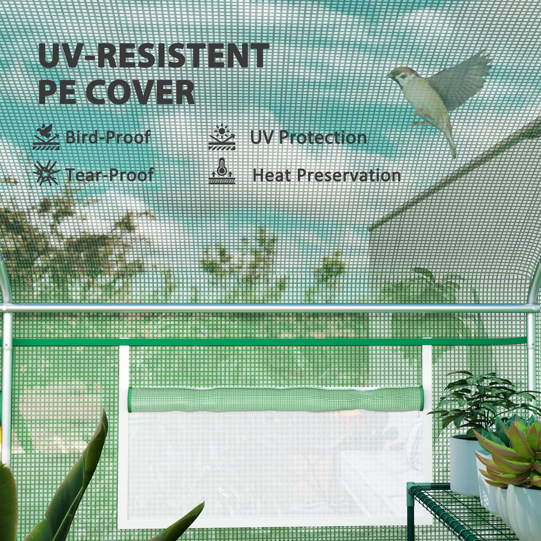 13 x 9.8ft Walk-In Polytunnel Greenhouse - Green