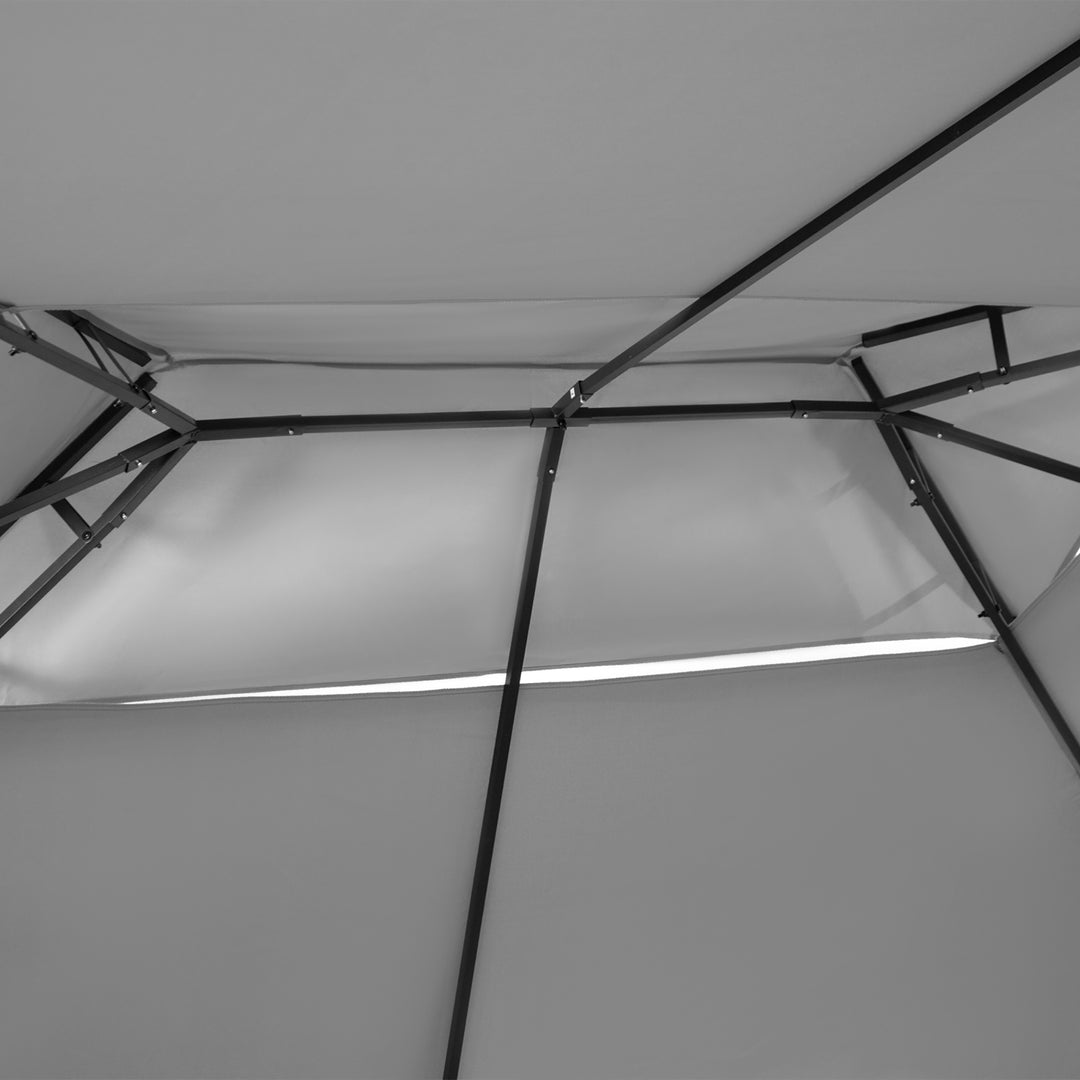 MCL 4m x 3(m) Metal Gazebo Canopy Party Tent Garden Pavillion Patio Shelter Pavilion with Curtains Sidewalls, Dark Grey