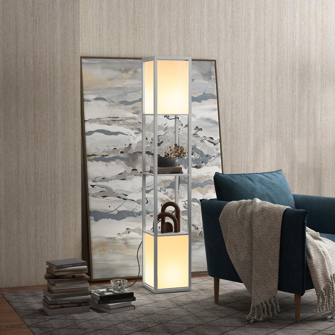 Modern Shelf Floor Lamp with Dual Ambient Light, Standing Lamp Living Room, Bedroom, 156cm