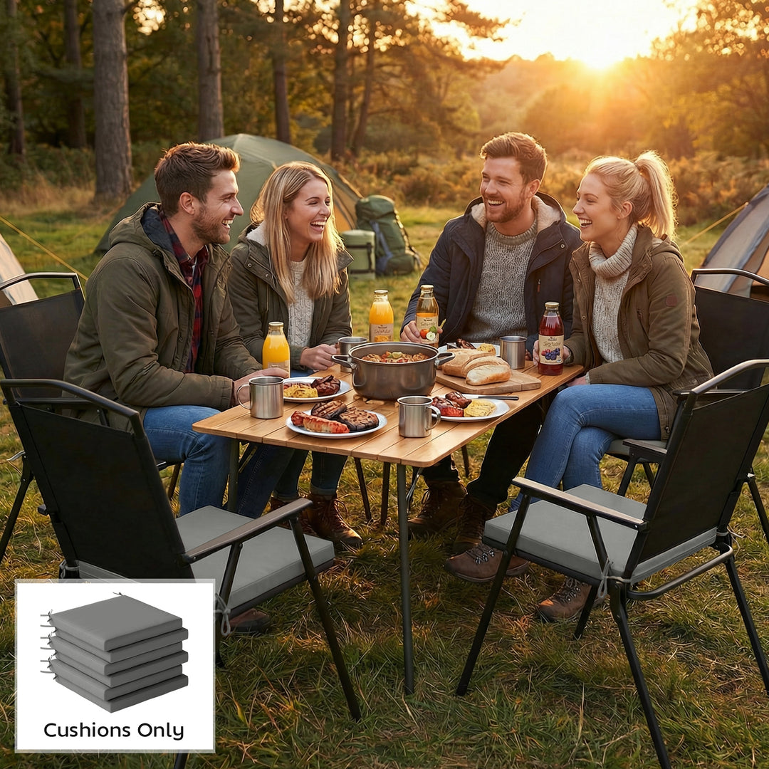 Set of 6 Outdoor Seat Cushions with Machine Washable Cover, Water Repe