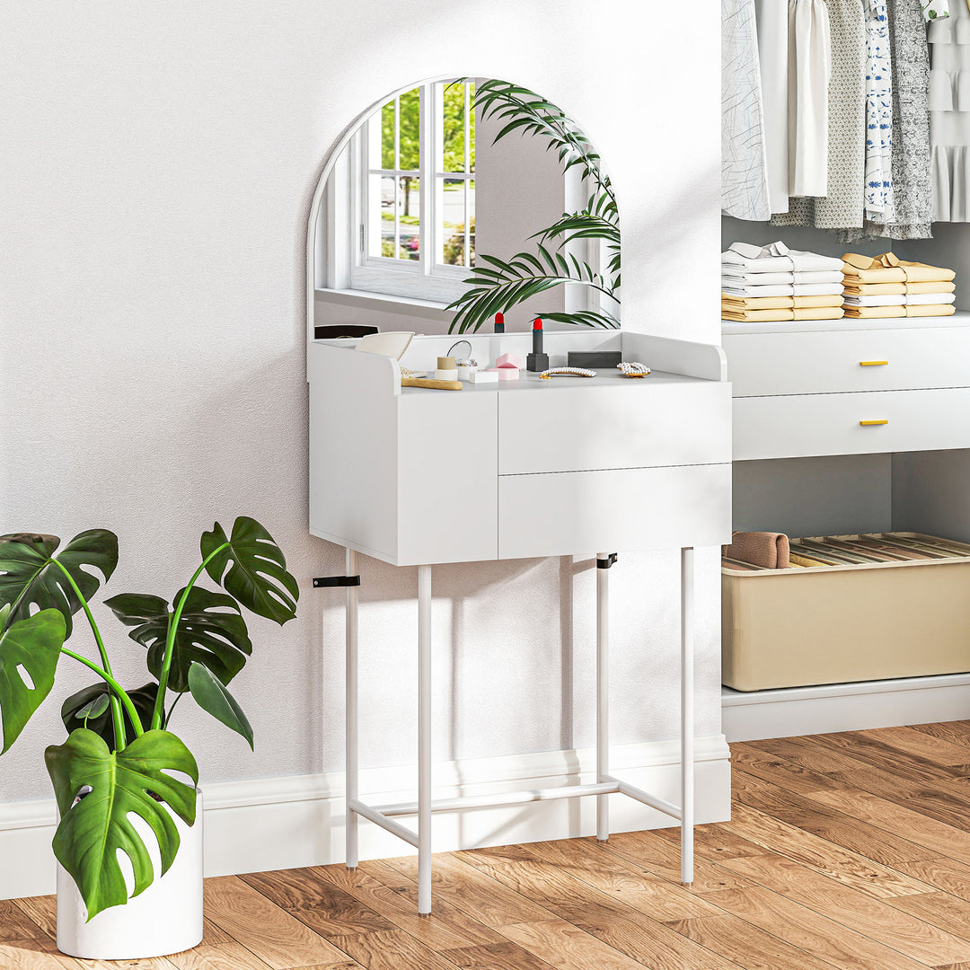 Three Drawer Compact Dressing Table - White