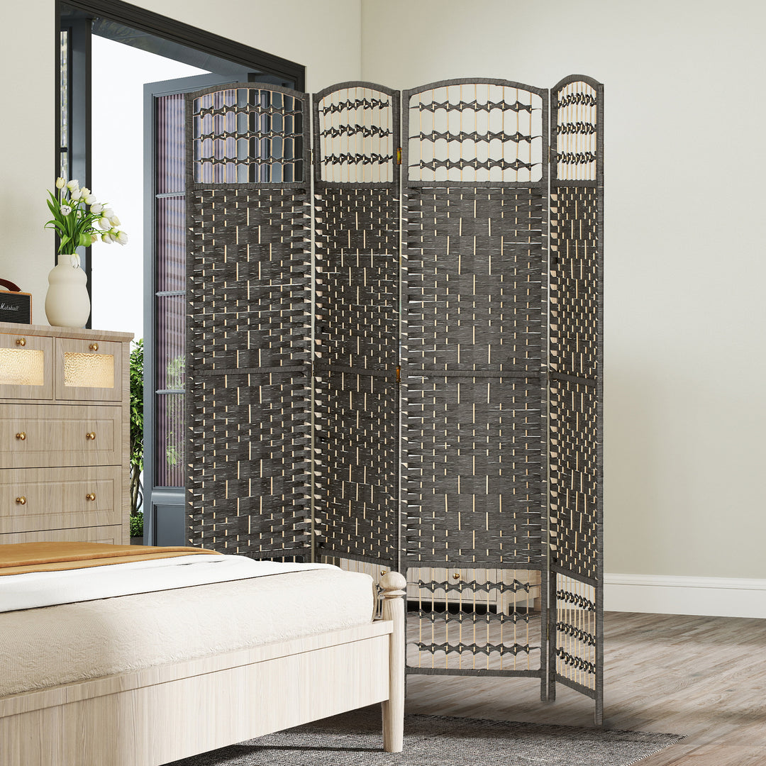 4 Panel Folding Privacy Screen, Room Divider with Pine Wood Frame for 