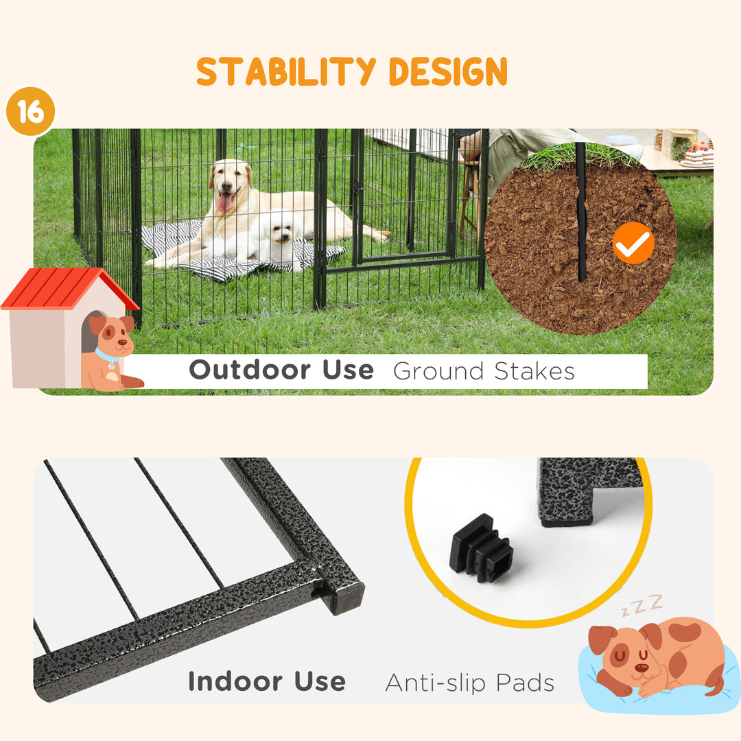 MCL 16 Panels Heavy Duty Puppy Playpen, for Small Dogs, Indoor and Outdoor Use - Grey