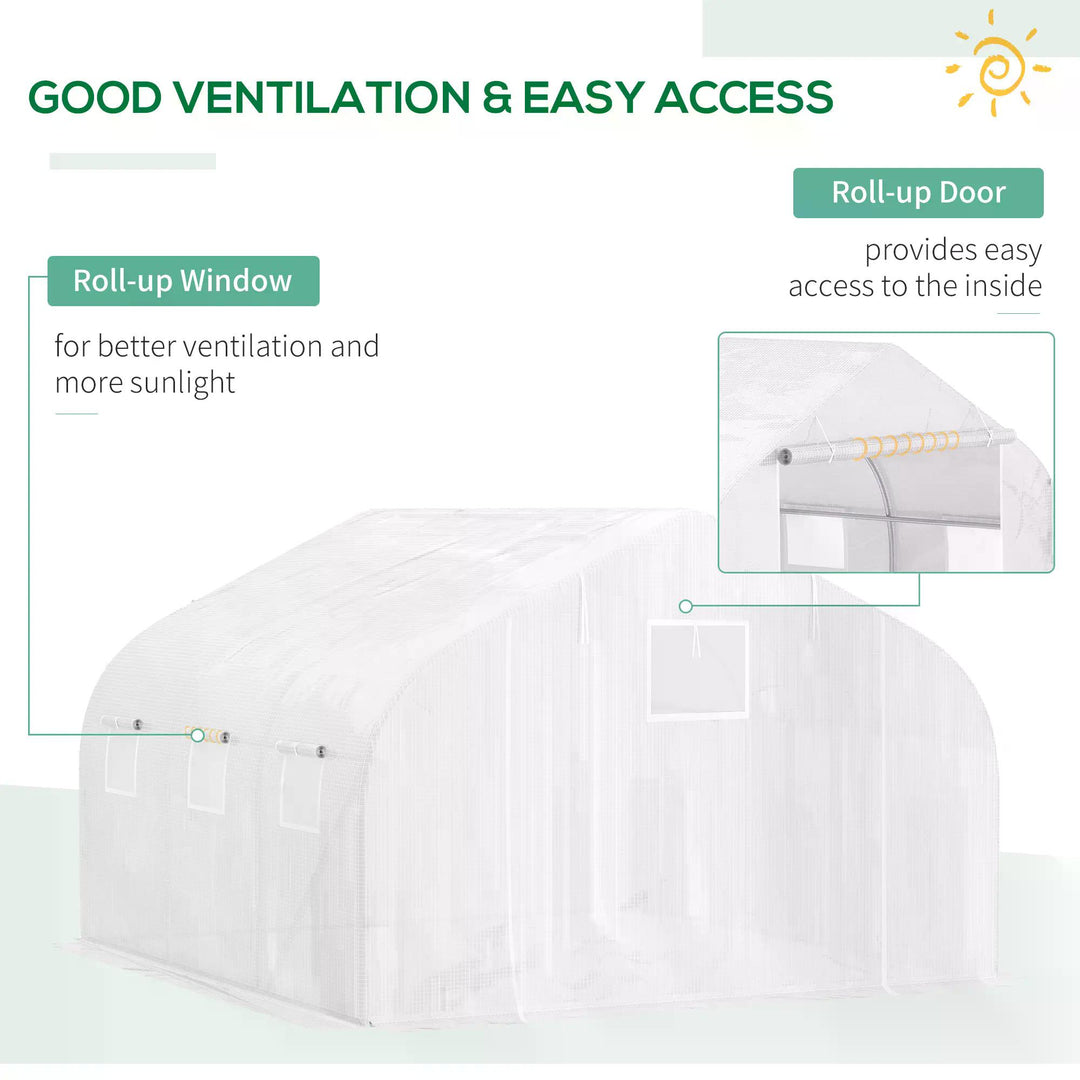 Outsunny 4.5 x 3 x 2m Greenhouse Replacement Cover Reinforced Gardening Plant Cover for Walk