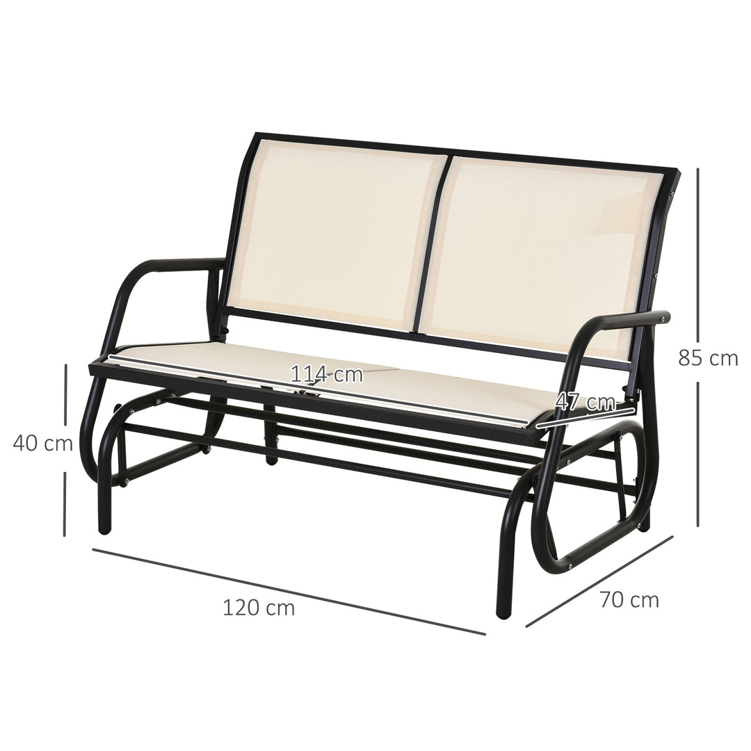 2-Person Outdoor Glider Bench Patio Double Swing Gliding Chair Loveseat w/Power Coated Steel Frame for Garden Patio Porch, Cream