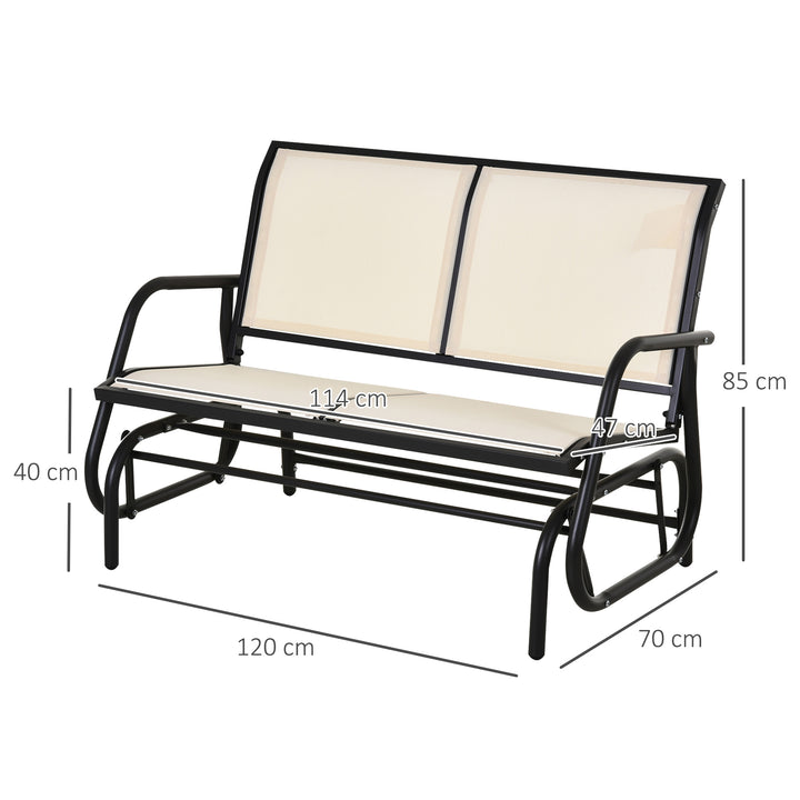2-Person Outdoor Glider Bench Patio Double Swing Gliding Chair Loveseat w/Power Coated Steel Frame for Garden Patio Porch, Cream