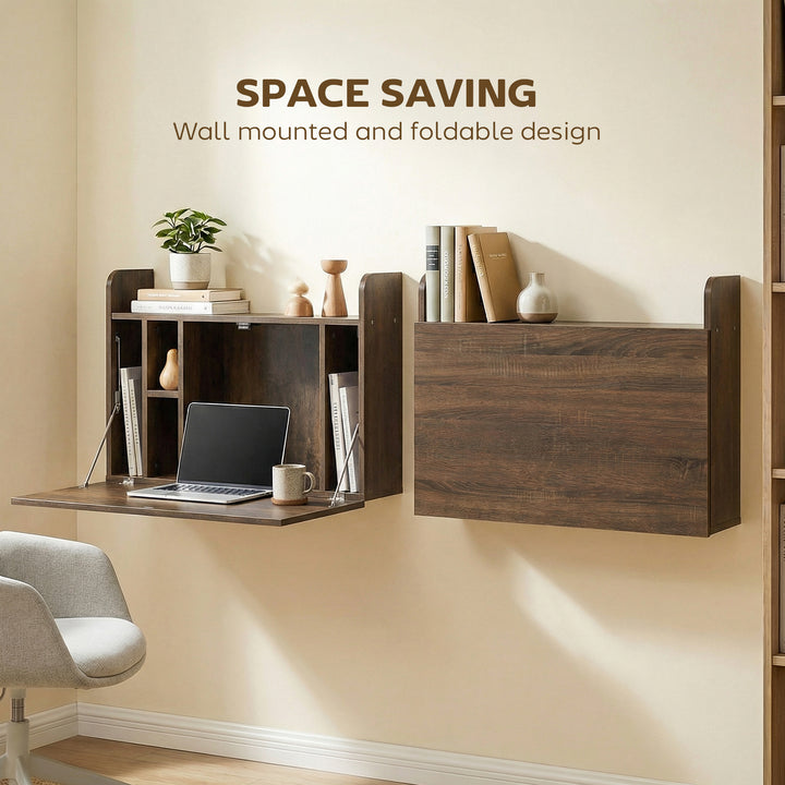 Wall Mounted Desk, Drop Leaf Floating Laptop Desk with Space Saving St
