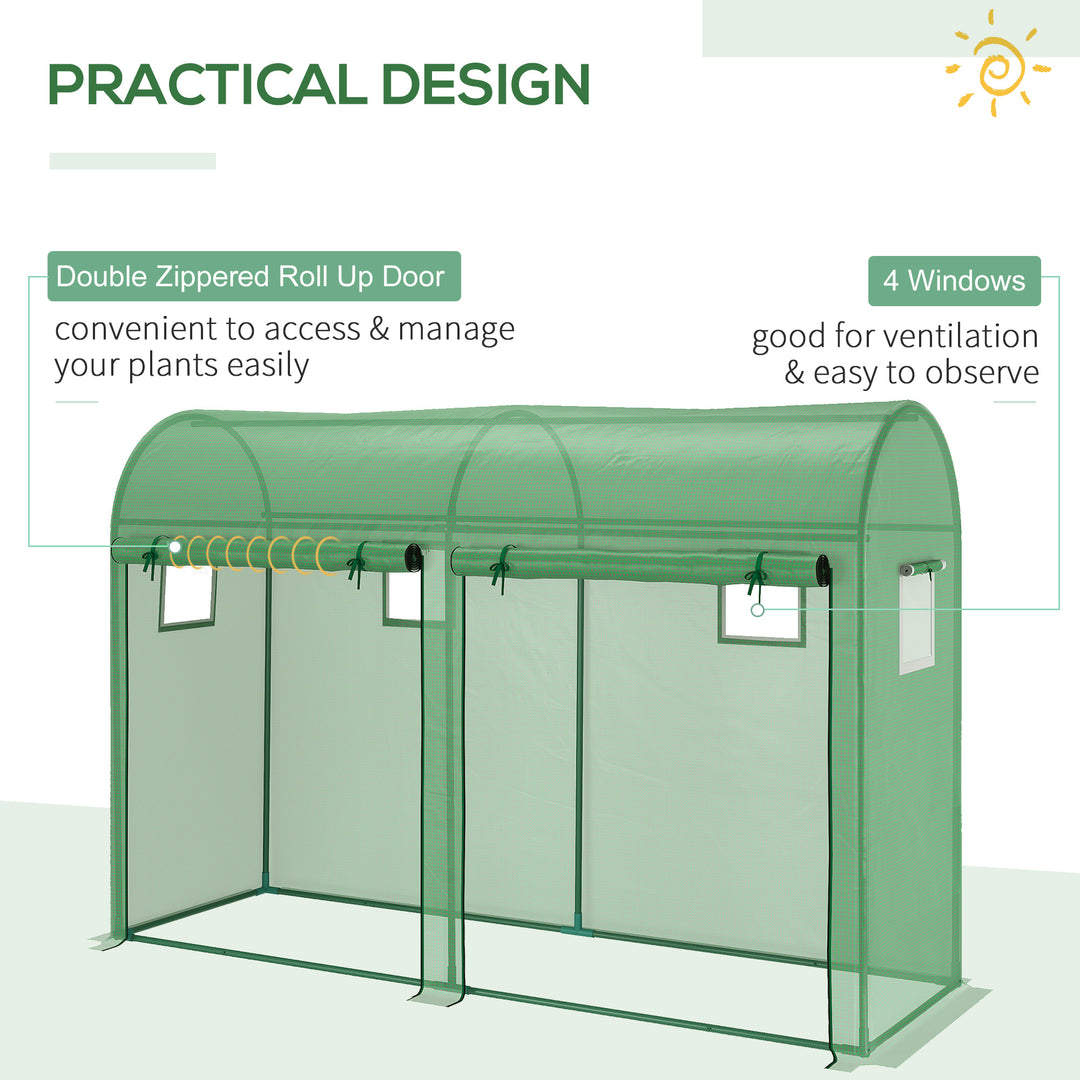 Walk-in Greenhouse, Tomato Greenhouse with Double Doors & 4 Windows, Garden Plant Growth Green House with PE Cover, Steel Frame, Green, 3 x 1 x 2 m