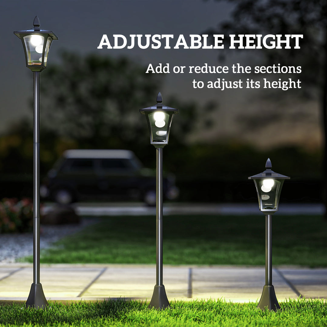 Outdoor Garden Solar Post Lamp Sensor Dimmable LED Lantern Bollard Pathway 1.6M Tall – Black