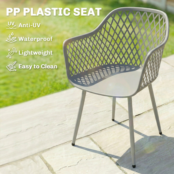 Garden Chairs Set of 4, Garden Dining Chairs with Cut Out Diamond Back