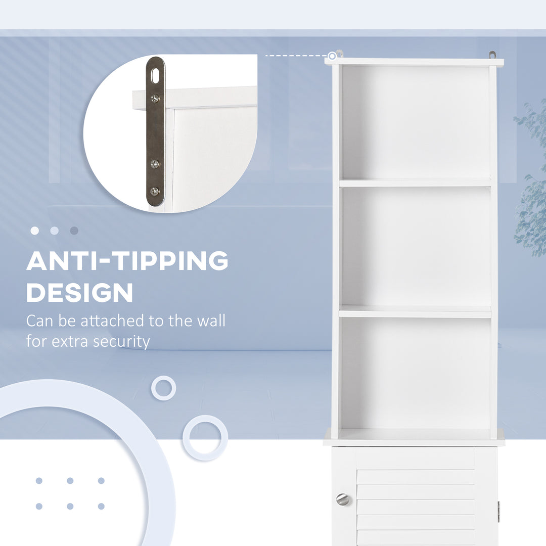 Tall Bathroom Cabinet Storage Cupboard Floor Standing Home Bathroom Furniture w/ 6 Shelves 165H x 34W x 20D cm White
