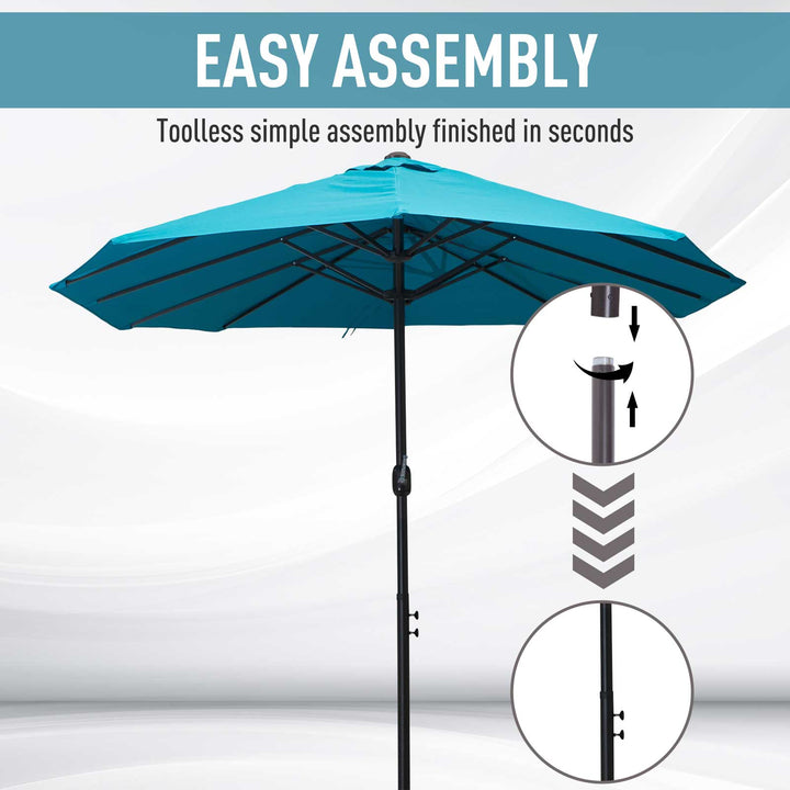 4.6m Double Garden Parasol - Sky Blue