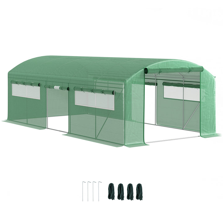 19 x 9.8ft Walk-In Polytunnel Greenhouse - Green