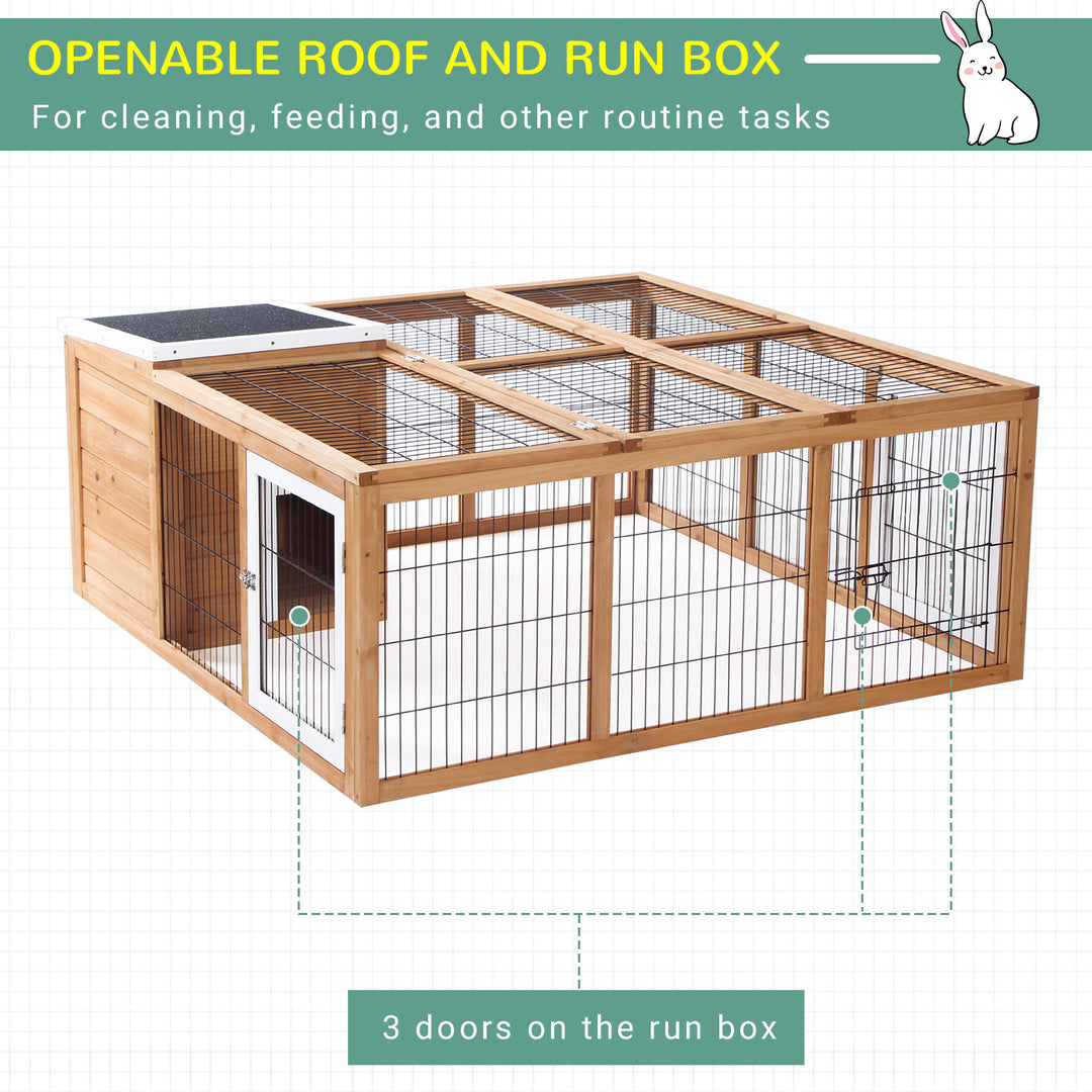 Rabbit Hutch Outdoor, Guinea Pig House, Bunny Run Cage with Openable T