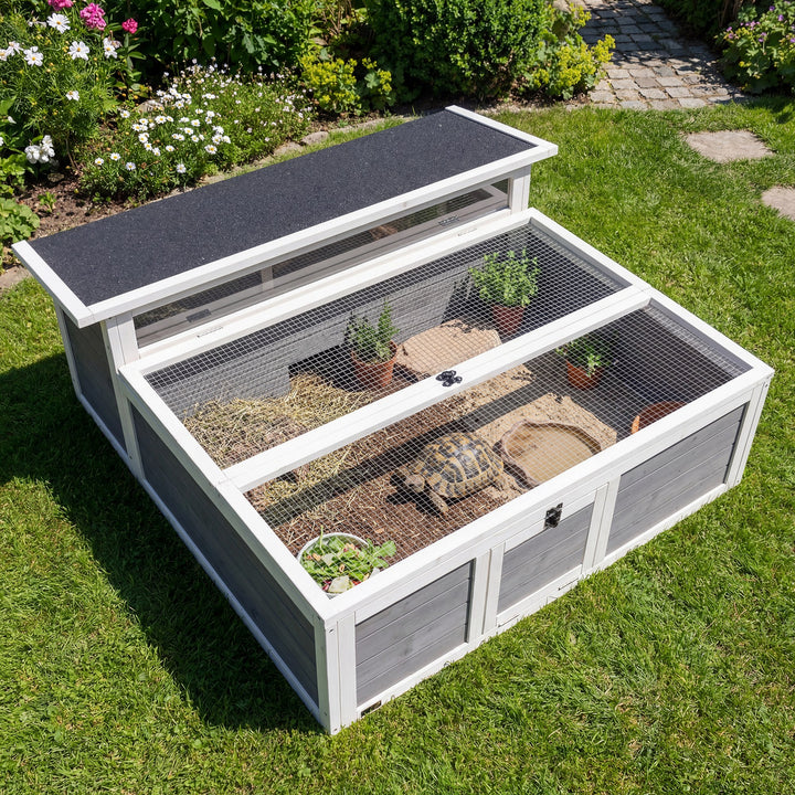 Wooden Tortoise House, Tortoise Enclosure with Clear Observation - view 2