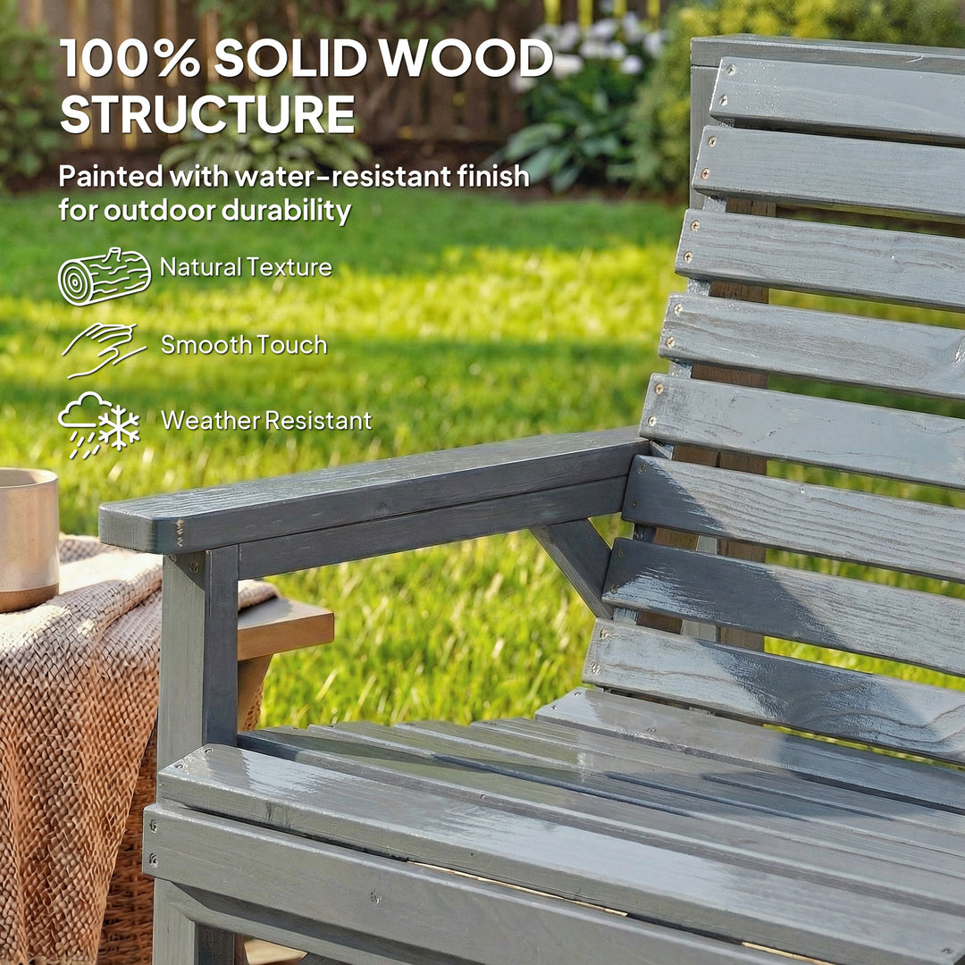Wooden Garden Furniture Set with Parasol Hole, 1 Chair, 1 Bench and De