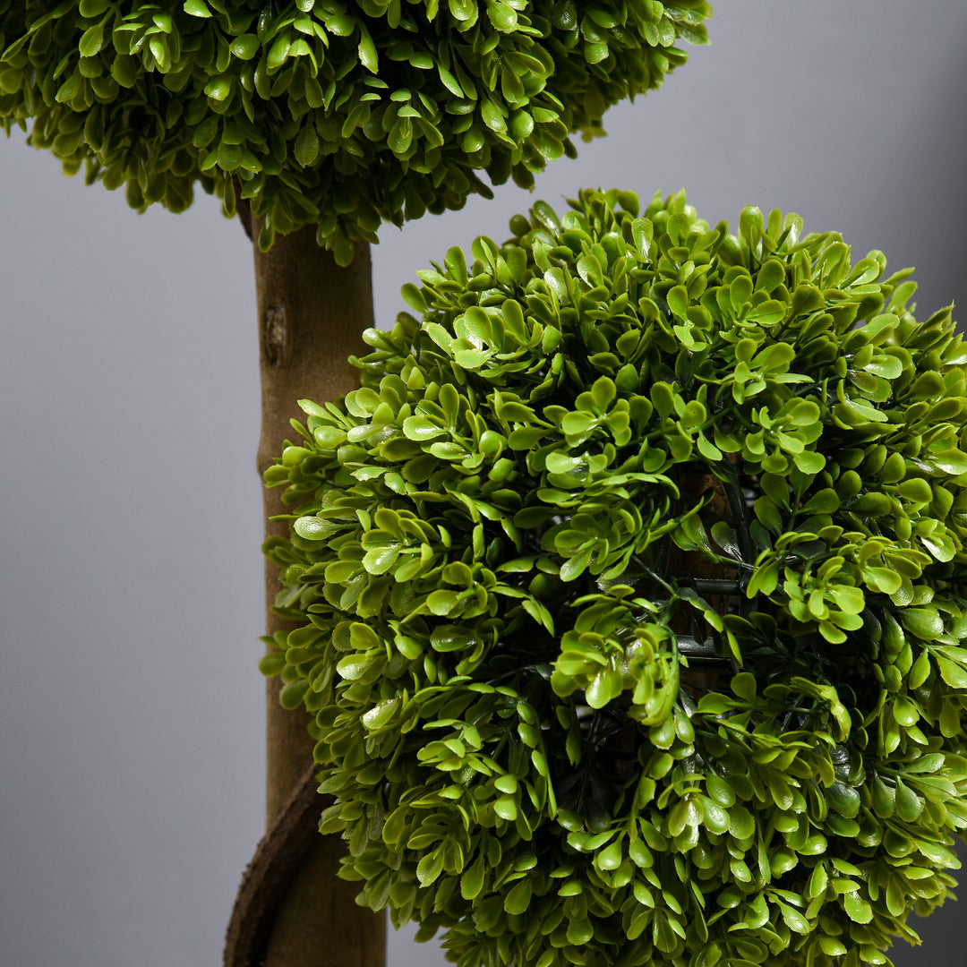 Set of 2 Decorative Artificial Plants, Boxwood Ball Topiary Trees in Pot Fake Plants for Home, Indoor&Outdoor Decor, 90 cm, Light Green