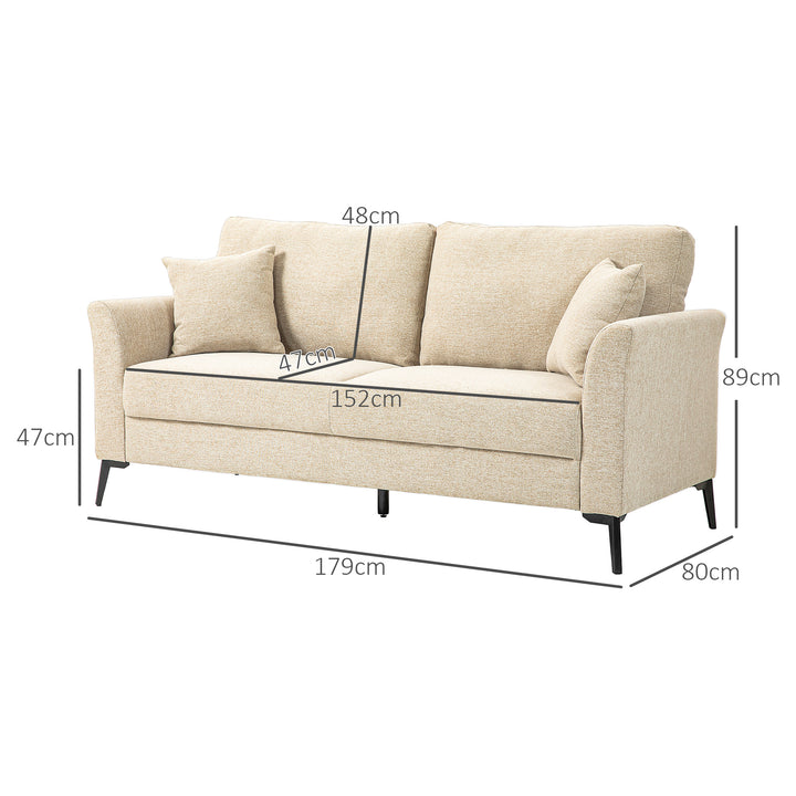 Three-Seater Linen-Look Sofa - Beige