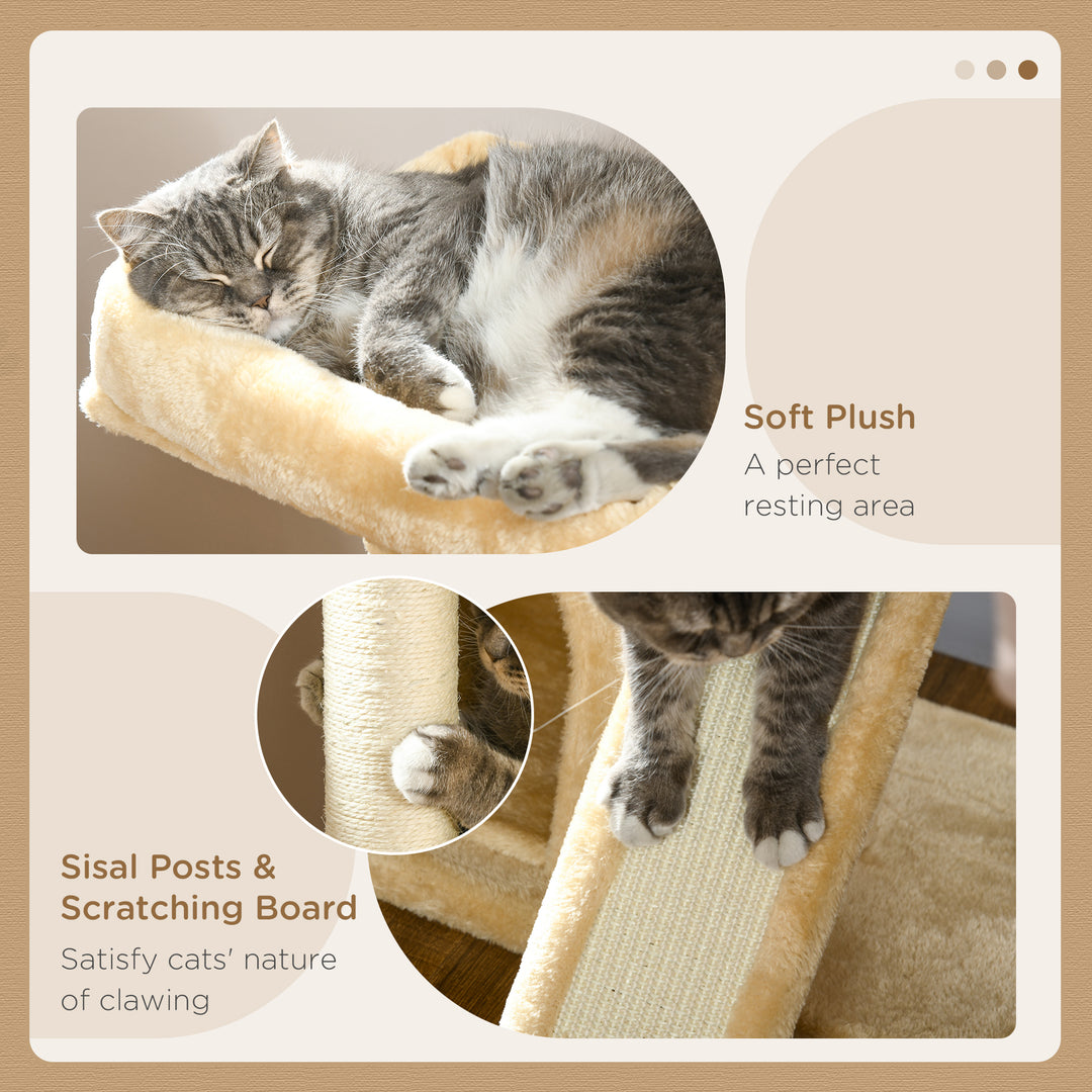 PawHut Deluxe Cat Activity Centre: Sisal Rest & Play with 2 Cosy Houses, Cream White | Aosom UK