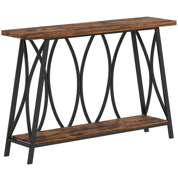 Narrow Console Table, Industrial 2-Tier Sofa Table with Metal Frame for Entryway, Living Room, 120x30x80cm