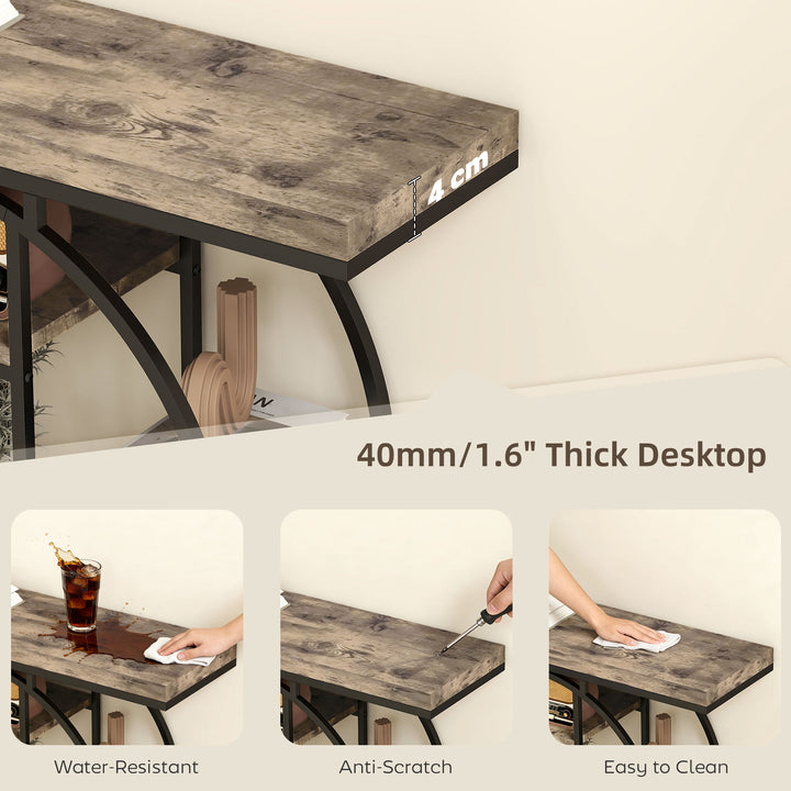 Industrial Console Table with Storage Shelves