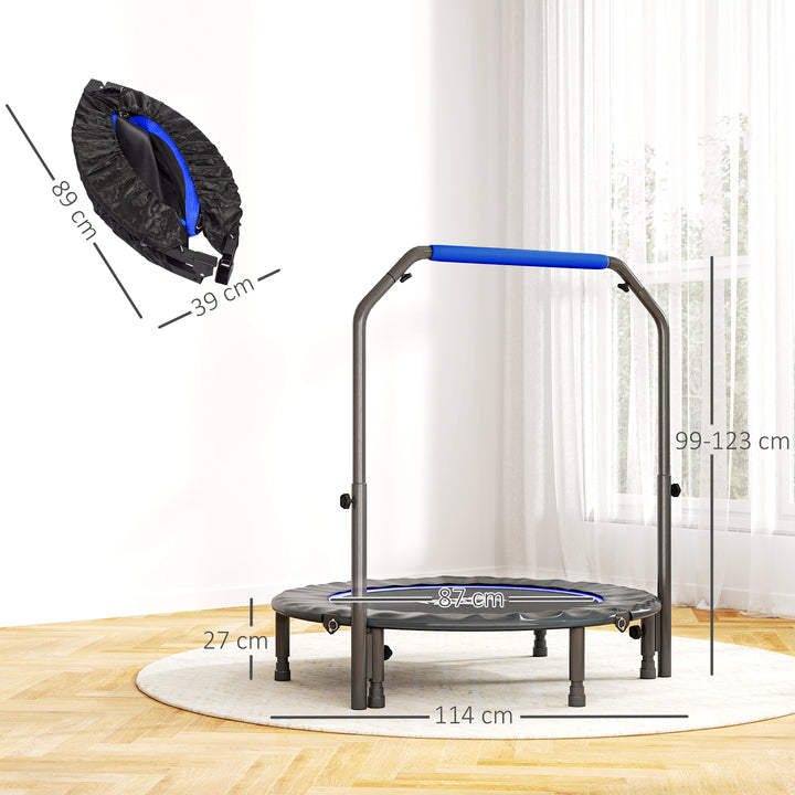 45" Foldable Mini Fitness Trampoline, with Adjustable Foam Handle, Blue