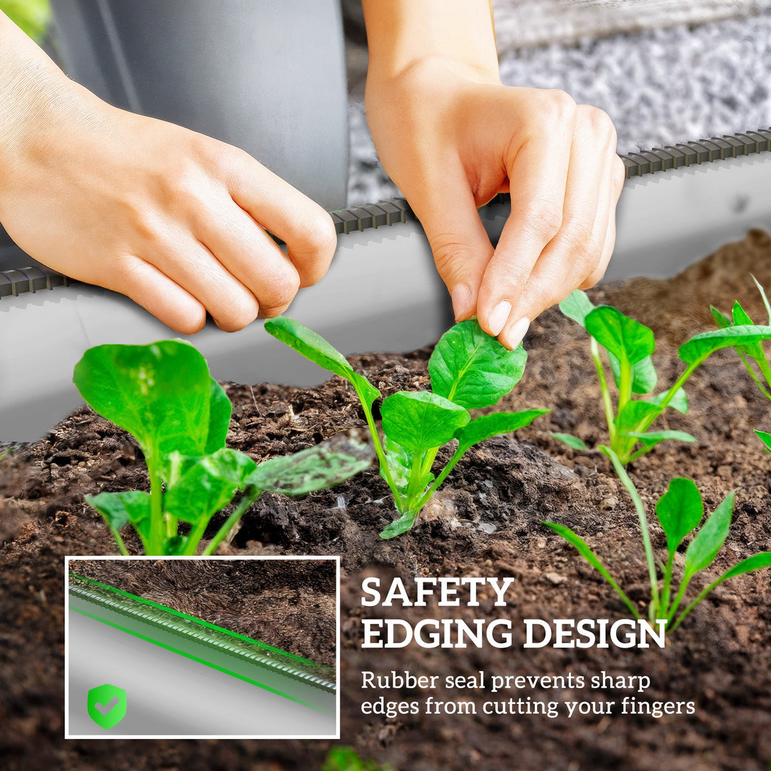 Galvanised Raised Garden Bed, Metal Planter Box with Safety Edging, fo